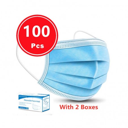 Masques hygiène papier blanc 2 plis, boite de 100 - Masques à usage unique
